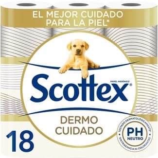 Papel higiénico Dermo Cuidado pH neutro 3 capas paquete 18 rollos - Scottex
