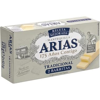 Mantequilla tradicional 2 barritas envase 125 g - Arias