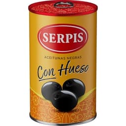 Aceitunas cacereñas negras con hueso lata 160 g neto escurrido - Serpis