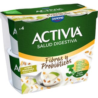 Fibras y Probióticos bífidus con avena y manzana pack 4 unidades 115 g - Danone Activia