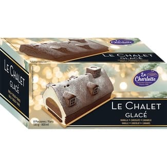 Tarta helada casita de Navidad vainilla, chocolate y caramelo estuche 800 ml 8 porciones - La Charlotte