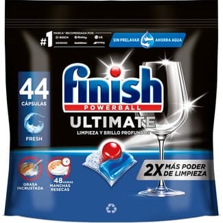Detergente lavavajillas Powerball Ultimate All in 1 con tegnología Activelift bolsa 44 cápsulas - Finish