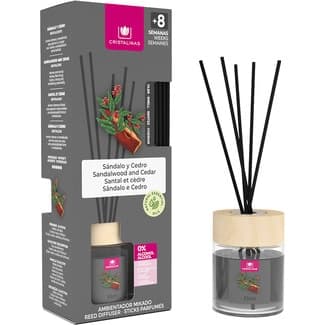 Ambientador mikado Sándalo y Cedro 0% alcohol frasco 40 ml - Cristalinas