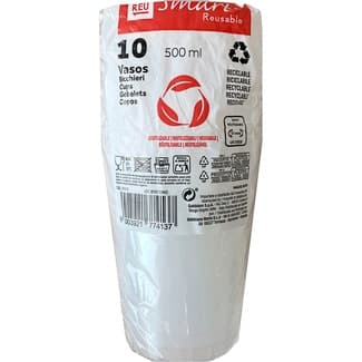 Vasos reusables transparentes paquete 10 unidades - Gabbiano