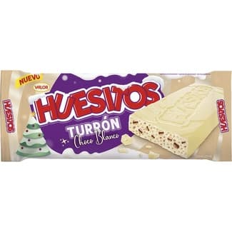 Turrón de chocolate blanco con trocitos de barquillo y arroz inflado tableta 200 g - Valor Huesitos
