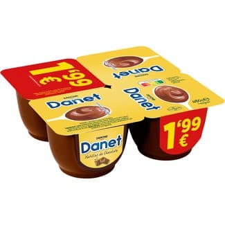 Natillas de chocolate sin gluten pack 4 unidades 120 g - Danone Danet