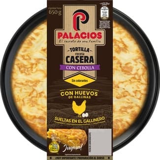 Tortilla de patata casera con cebolla y AOVE sin gluten sin lactosa envase 650 g - Palacios