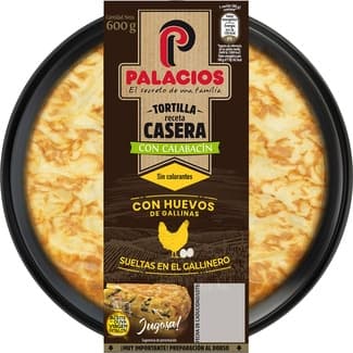 Tortilla de patata casera con calabacín y AOVE sin gluten sin lactosa envase 600 g - Palacios