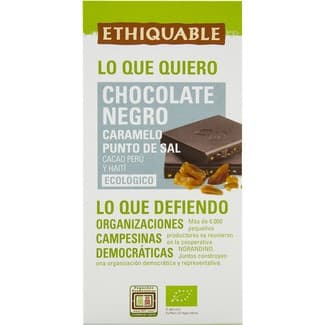 Chocolate negro ecológico de Perú y Haiti con caramelo al punto de sal tableta 100 g - Ethiquable