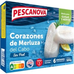 Corazones de filete de merluza 6 unidades estuche 500 g neto escurrido - Pescanova