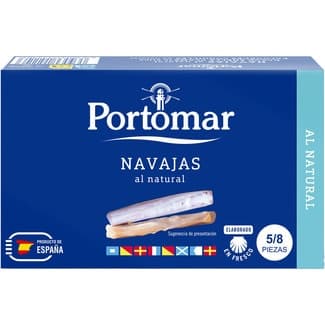 Navajas al natural 5-8 piezas lata 63 g neto escurrido - Portomar
