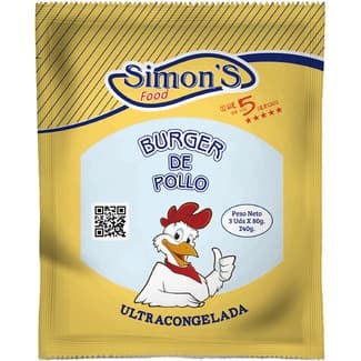 Hamburguesas de pollo 3 unidades envase 240 g - Simon's