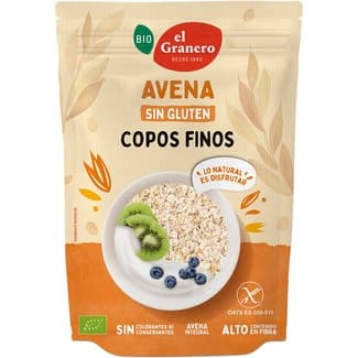 Bio copos suaves de avena integral de cultivo ecológico y sin gluten envase 500 g - El Granero Integral