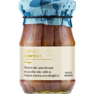 Filetes de anchoa en aceite de oliva virgen extra biológico 20/25 unidades tarro 155 g - Club Del Gourmet