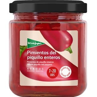 Pimientos del piquillo enteros asados calidad extra frasco 260 g neto escurrido - El Corte Ingles