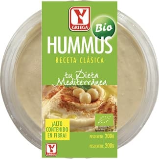 Hummus clásico sin gluten ecológico tarrina 200 g - Ygriega