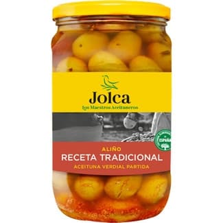 Aceituna verdial partida aliño tradicional frasco 400 g - Jolca