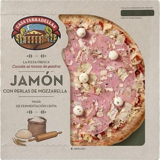 Pizza de jamón con perlas de mozzarella de fermentación lenta envase 400 g - Casa Tarradellas