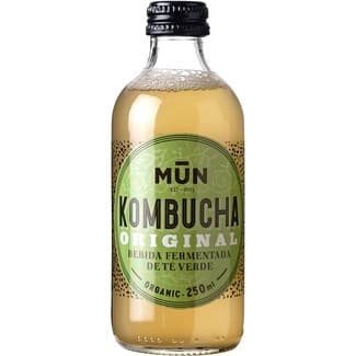 Kombucha bebida fermentada de té verde ecológica, sin gluten y vegana botella 250 ml baja en azúcar - Mun