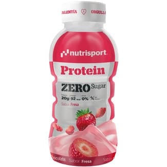 Protein Zero batido proteico sabor fresa sin gluten y zero azúcar botella 330 ml - Nutrisport