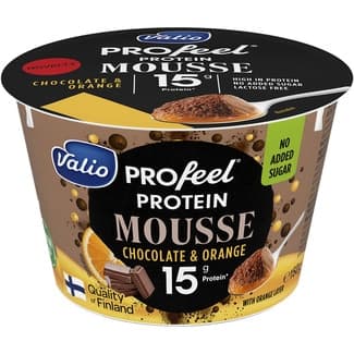 Profeel mousse con proteínas de chocolate & naranja envase 150 g sin azúcar añadido sin lactosa - Valio