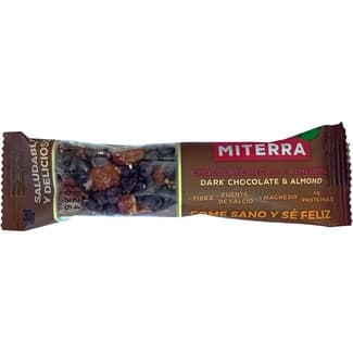 Barrita de chocolate negro y almendras sin gluten 35 g - Miterra