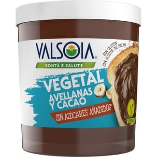 Crema vegetal de avellanas y cacao sin gluten y sin azúcares añadidos tarro 200 g - Valsoia