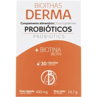Derma Probioticos complemento alimenticio con biotina bote 30 cápsulas - Bioithas