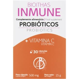 Inmune Probióticos complemento alimenticio con vitamina C bote 30 cápsulas - Bioithas