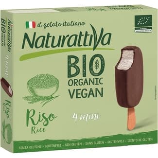 Bio Organic Vegan mini bombones de arroz y chocolate ecológicos, sin gluten y sin lactosa estuche 4 unidades - Naturattiva