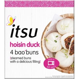 Pan bao al vapor con relleno de pato hoisin 4 unidades envase 180 g - Itsu