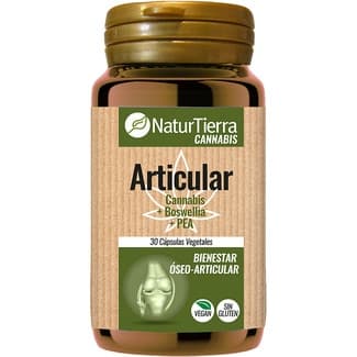 Articular cannabis, boswelia y PEA para el bienestar oseo articular sin gluten y vegano bote 30 cápsulas vegetales - Naturtierra