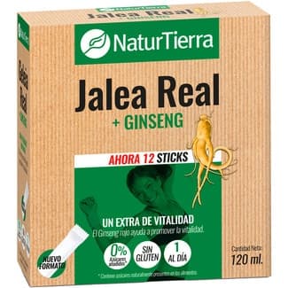 Jalea real + gingseng sin gluten 0% azúcares añadidos envase 12 sticks - Naturtierra