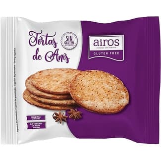 Tortas de anís sin gluten y sin lactosa alto en fibra envase 165 g - Airos