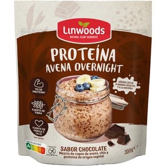 Proteína avena Overnight copos de avena chía y proteína de origen vegetal sabor chocolate envase 300 g - Linwoods
