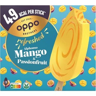 Alphonso helado de mango y fruta de la pasión vegano 3 unidades estuche 285 ml - Oppo Brothers