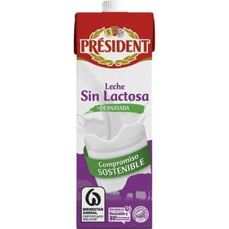 Leche desnatada sin lactosa brik 1 l - President