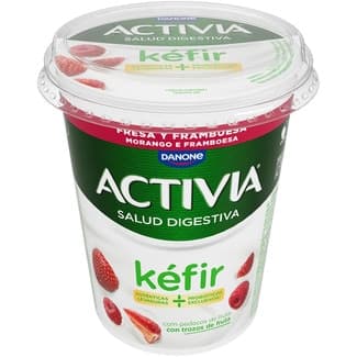 Kéfir con trozos de fresa y frambuesa envase 380 g - Danone Activia