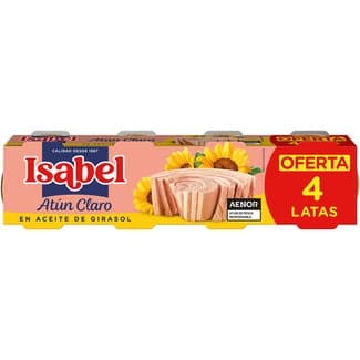 Atún claro en aceite de girasol pack 4 latas 52 g neto escurrido - Isabel