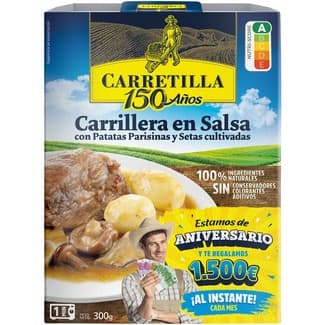 Carrillera en salsa con patatas parisinas y setas cultivadas envase 300 g - Carretilla