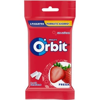 Chicles de fresa ácida sin azúcar pack 4 envases 56 g - Orbit