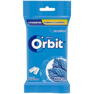 Chicles de menta sin azúcar pack 4 envases 10 unidades - Orbit