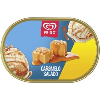 Helado Caramelo salado, sabor nata, salsa de caramelo salado y trozos de caramelo tarrina 900 ml - Frigo