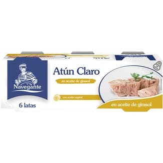 Atún claro en aceite vegetal pack 6 latas 52 g neto escurrido - Navegante