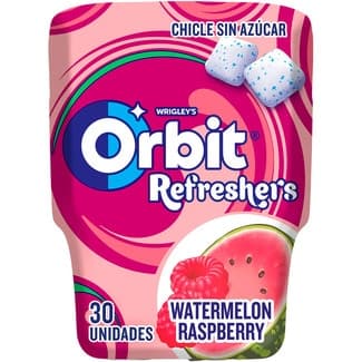 Refresher's chicles sabor sandía y frambuesa sin azúcar bote 30 unidades - Orbit