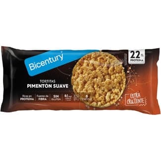 Tortitas proteicas con pimentón suave sin gluten 8 unidades bolsa 82 g - Bicentury
