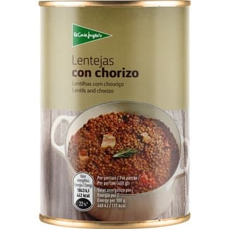 Lentejas con chorizo lata 400 g - El Corte Ingles