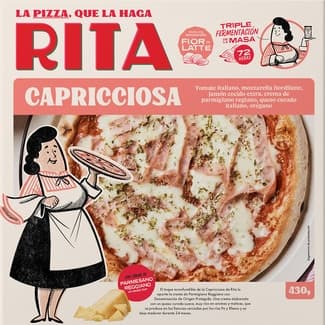 Caprichosa pizza con jamón cocido y parmesano reggiano estuche 430 g - Rita