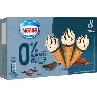 Mini conos de helado de vainilla 0% azúcar añadido 8 unidades estuche 480 ml - Nestle