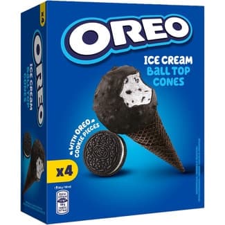 Cono de helado sabor vainilla con trozos de galletas de cacao 4 unidades estuche 400 ml - Oreo